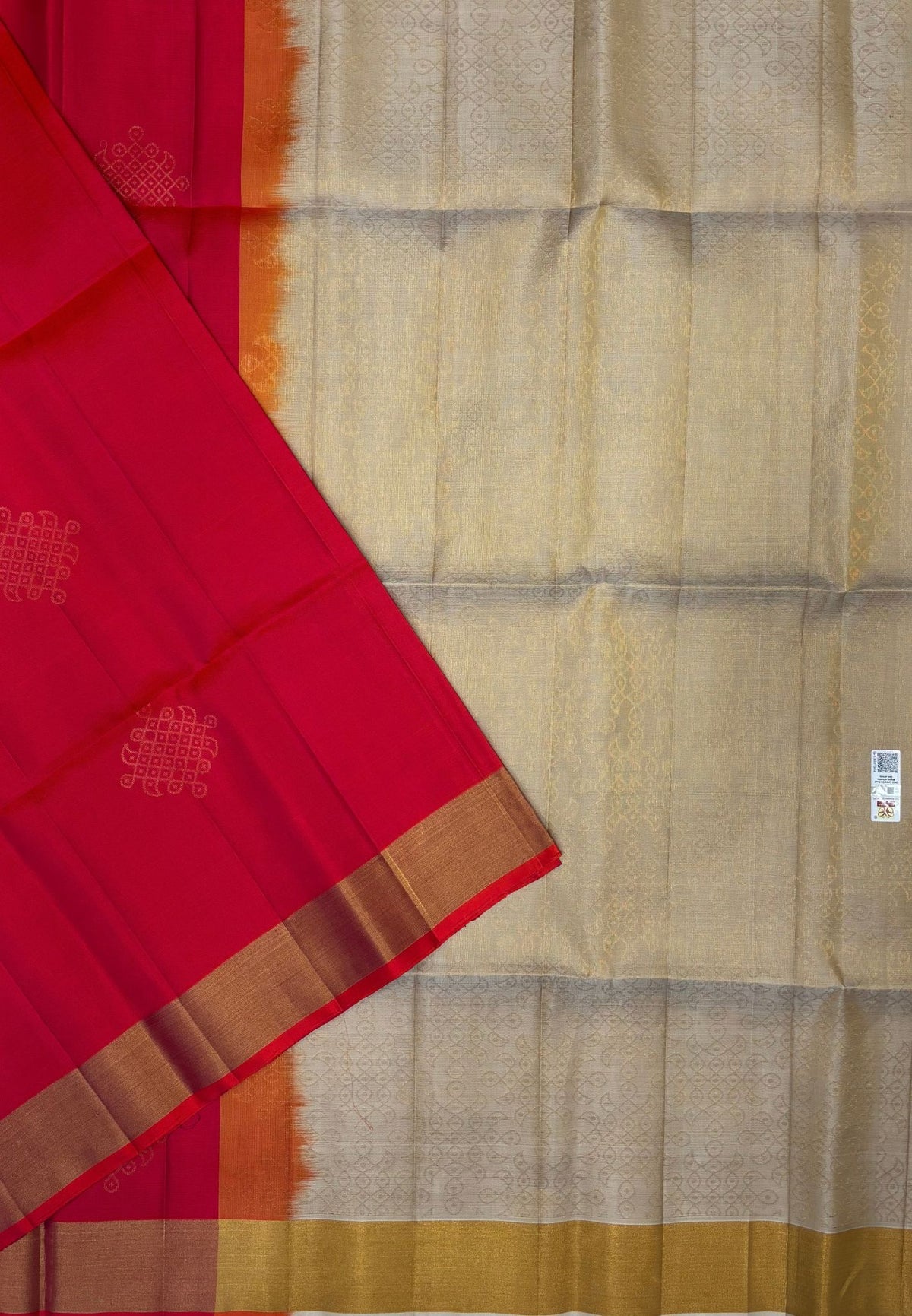 Pure Kanchipuram Silk Saree-Redish Pink In Plain Tissue Zari Border
