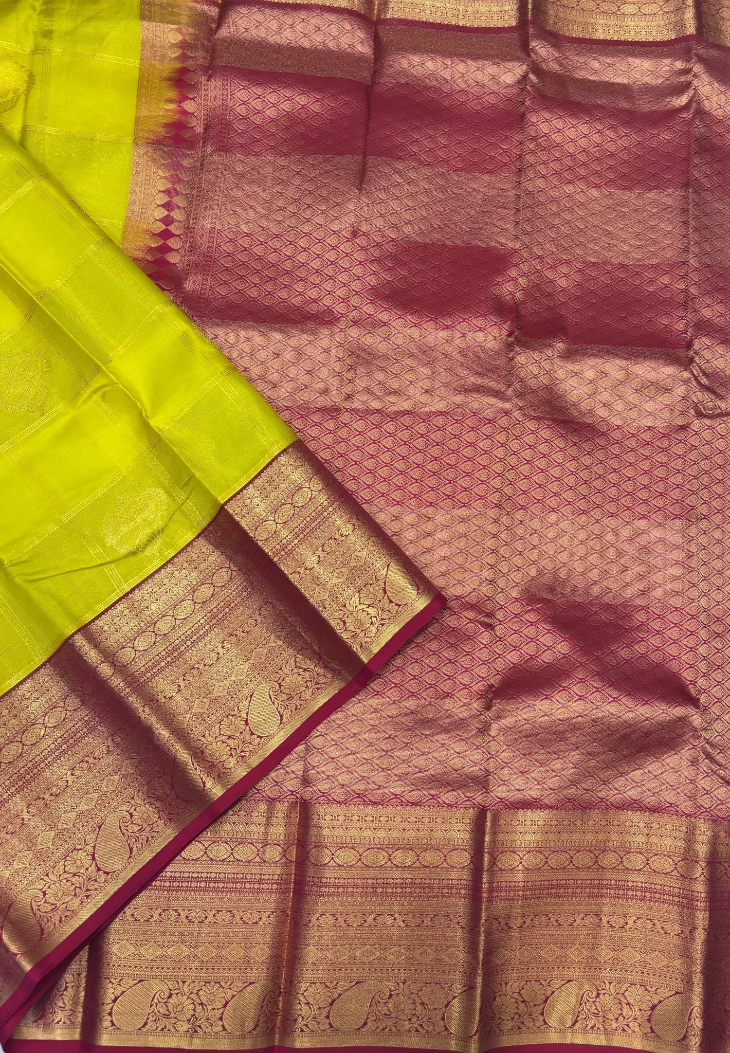 Pure Kanchipuram Silk Saree -Yellow Red