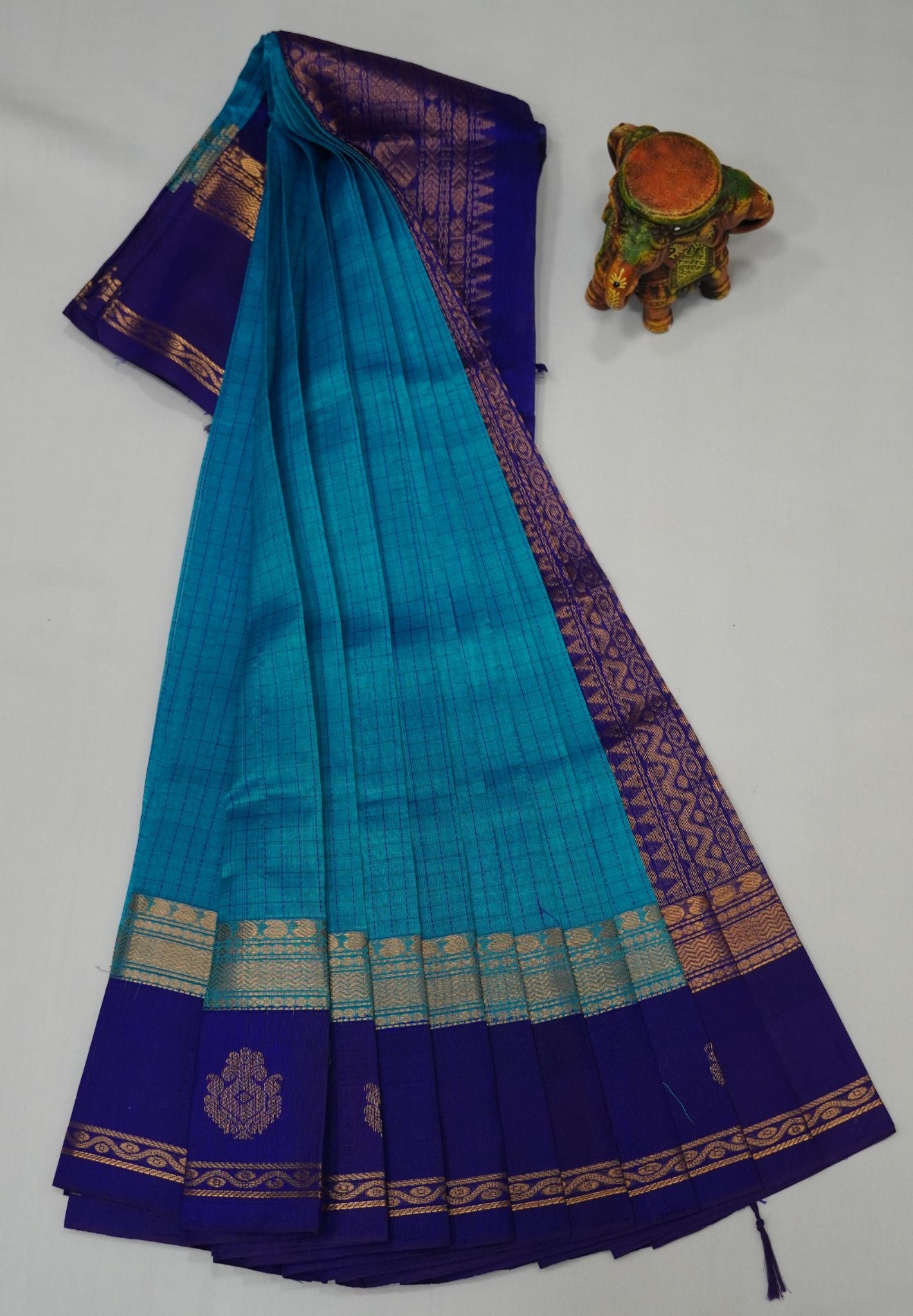 Pure Silk Cotton Saree-Sky Blue