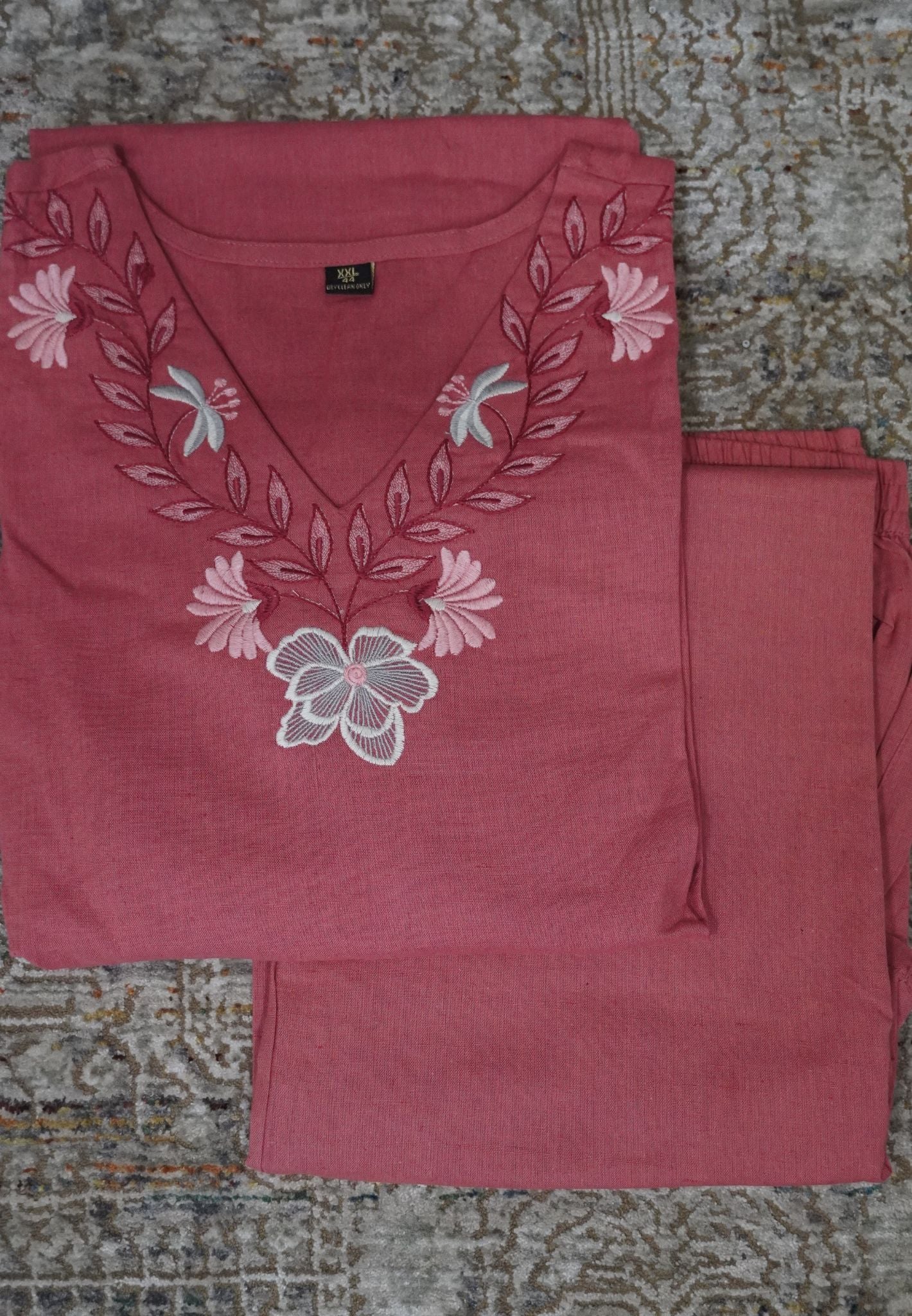 Cord Set with Floral Embroidery