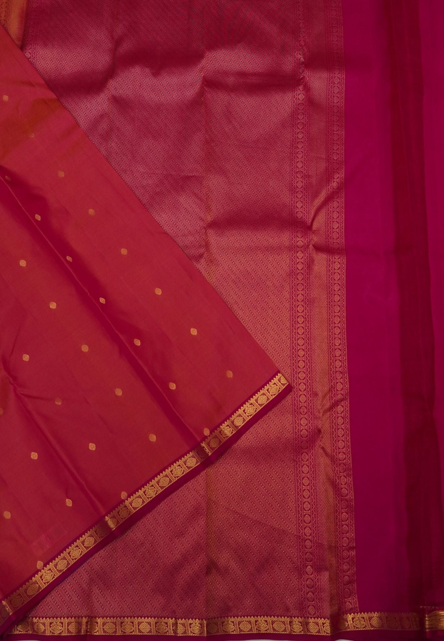 Pure Kanchipuram Silk Saree-Bronze Pink with Small Border