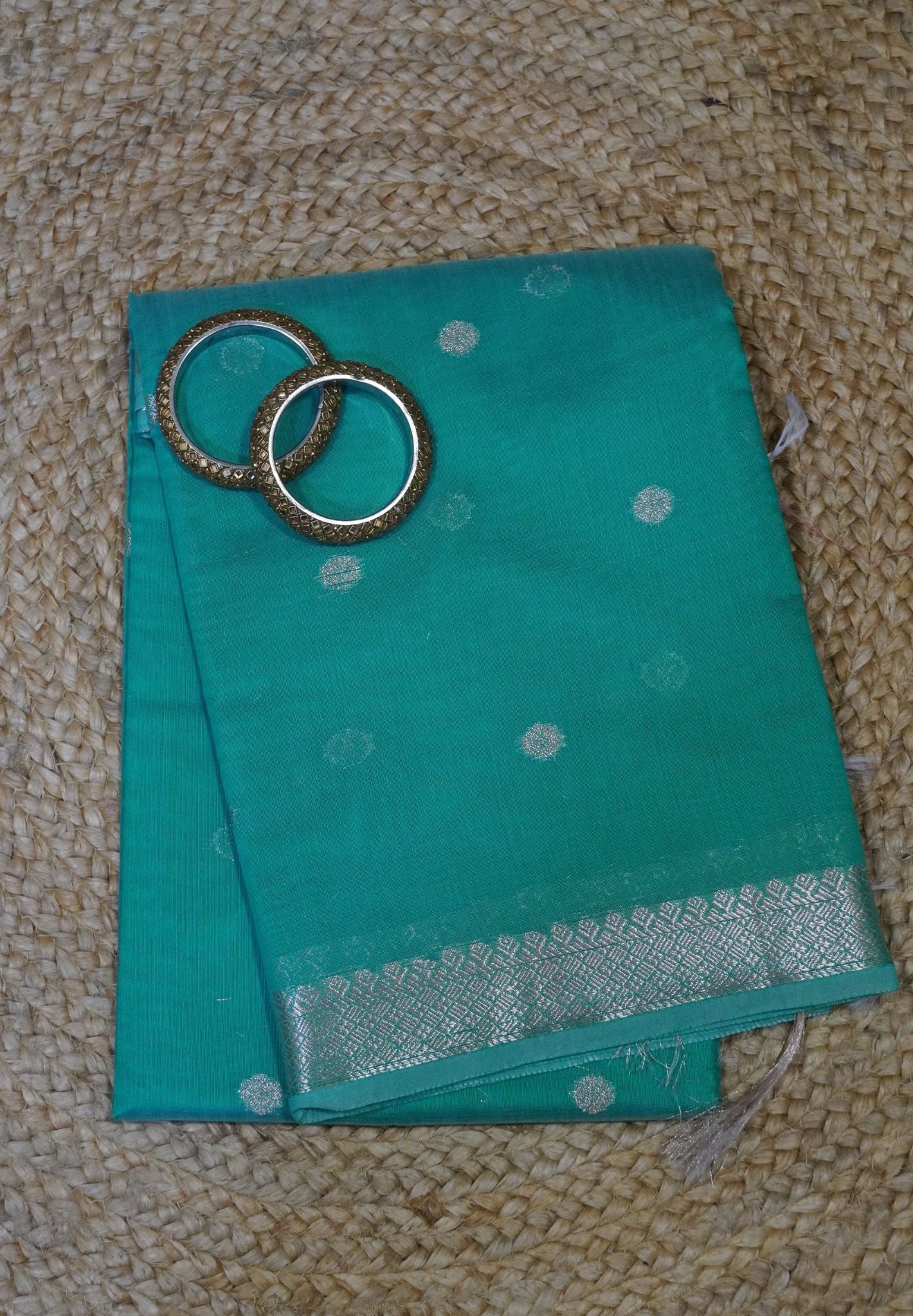 Maheshwari Silk Saree - Teal Green