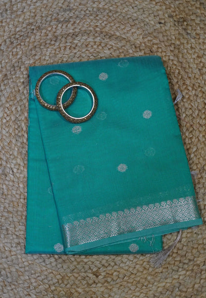 Maheshwari Silk Saree - Teal Green