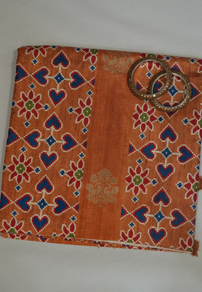 Soft Semi Tussar Saree -Mustard with Patola Print