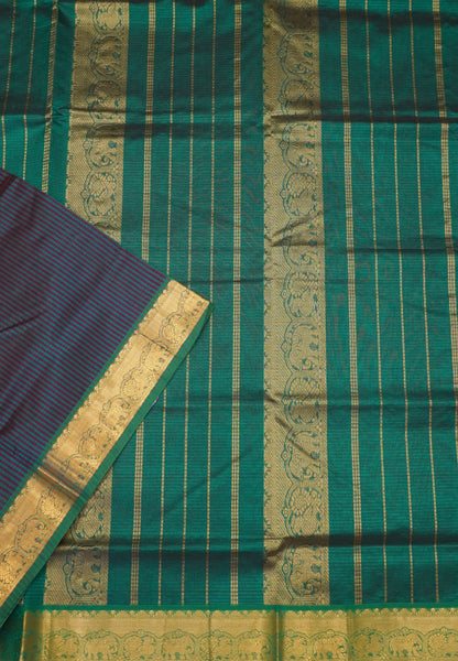 Pure Silk Cotton Saree-Wine Stripes with Zari Woven Border