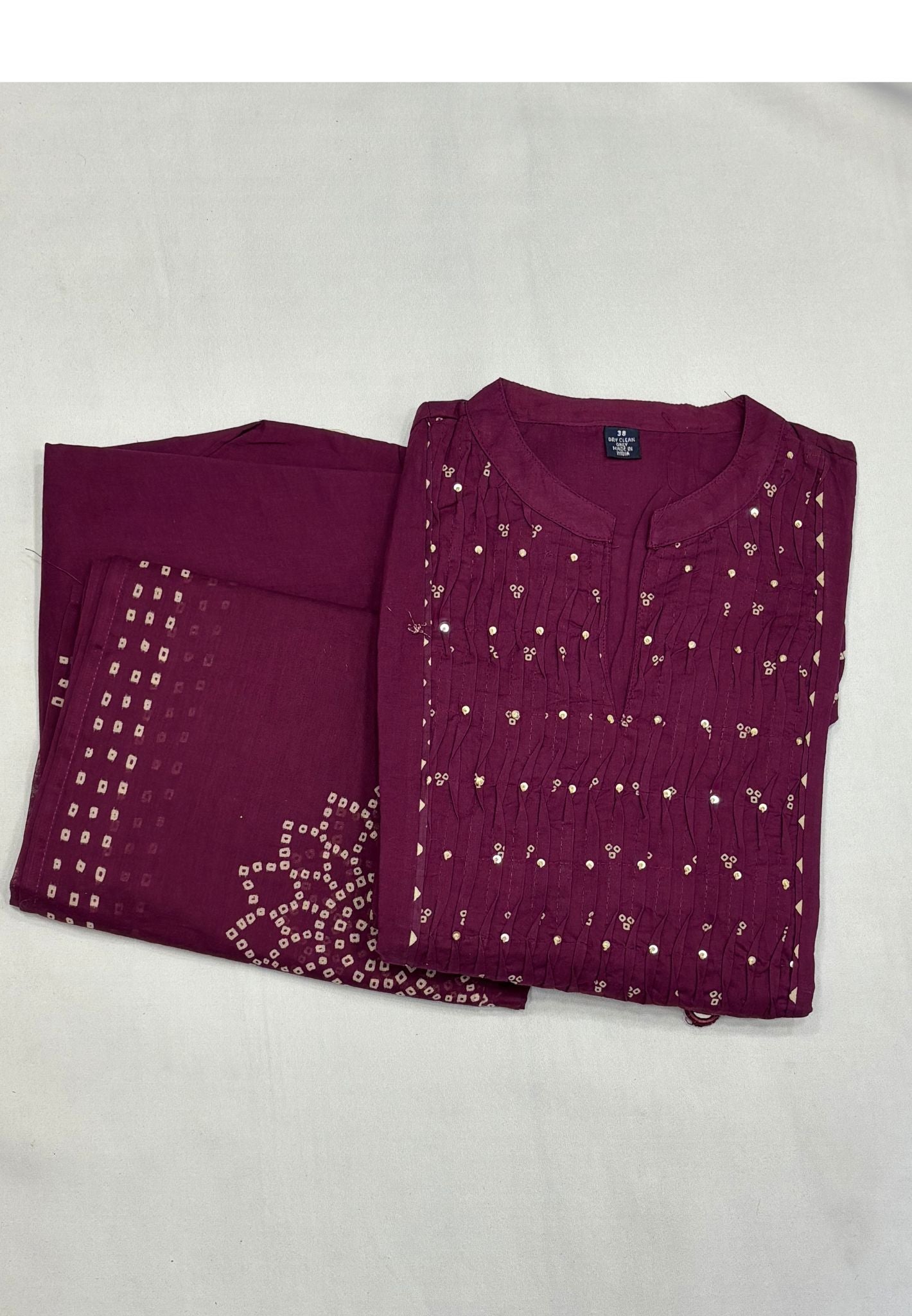 3Pcs Salwar Suit-Small Bandhini Print with Sequence Work