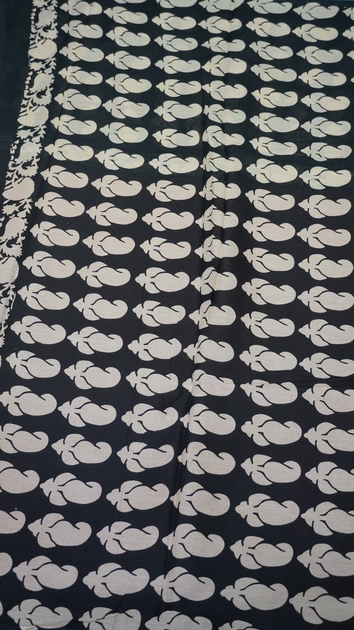 Mul Mul Cotton Saree Black