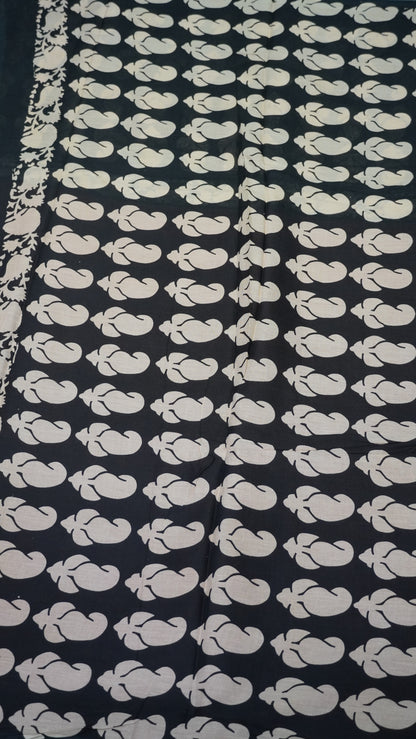 Mul Mul Cotton Saree Black
