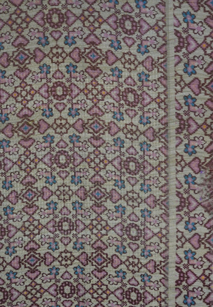 Semi Tussar Saree -Elachi Green with Ikkat Border