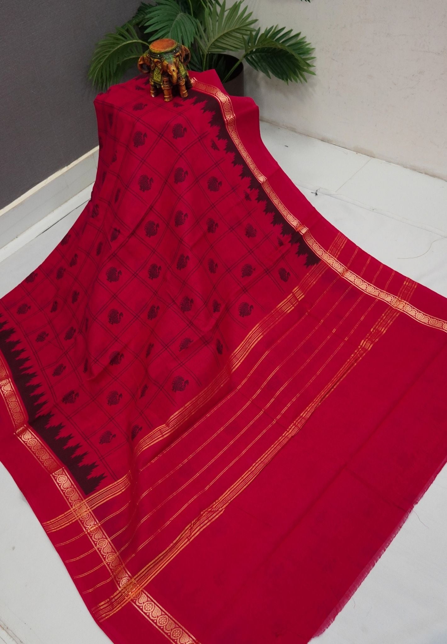 Kanchi Cotton Saree-Rani Pink