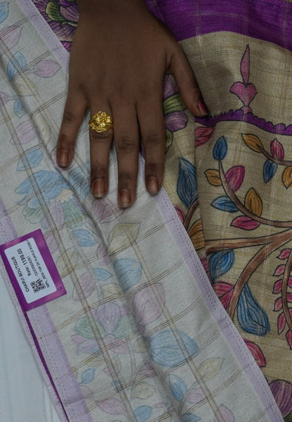 Semi Tussar Saree-Dark Purple