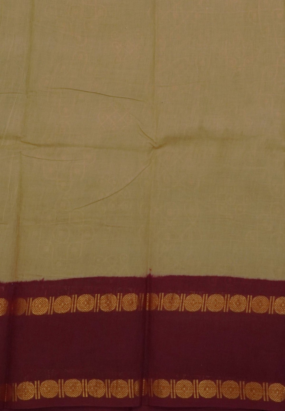 Sungudi Cotton Saree-Cream with Contrast Retapet Border in Kolam Pattern