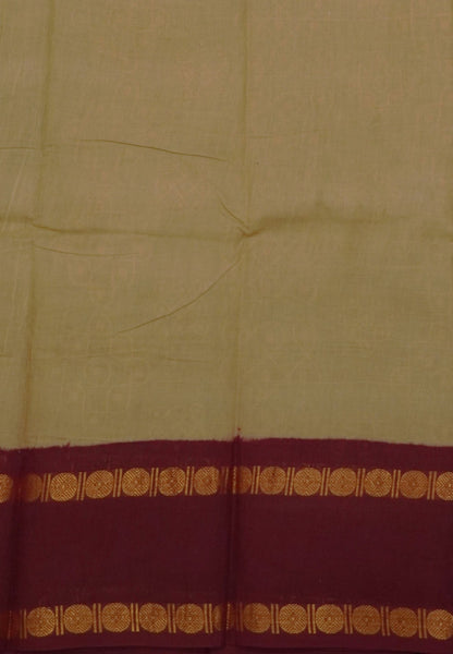 Sungudi Cotton Saree-Cream with Contrast Retapet Border in Kolam Pattern