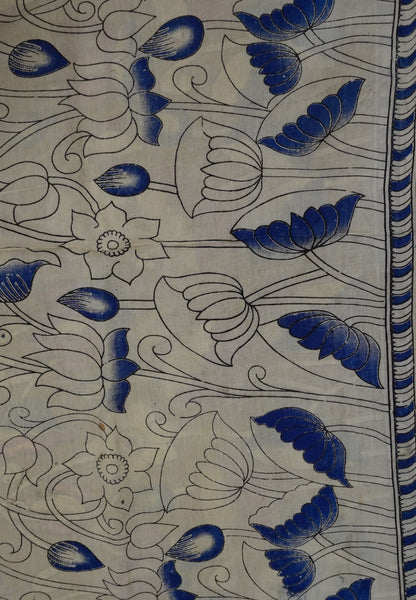 Kalamkari Cotton Saree - Dark Mustard