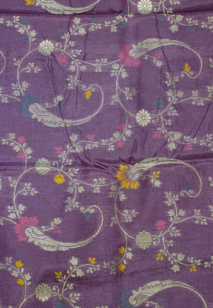 Semi Mysore Silk Saree - Light Purple with Small Border