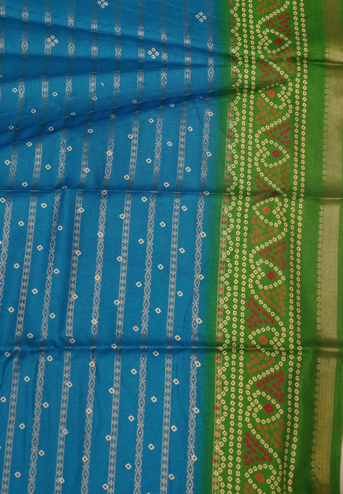 Dola Silk Saree-Sky Blue with Bandhini Print
