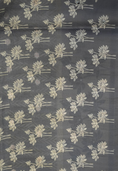 Tissue Kota Saree-Grey with Mirror Work