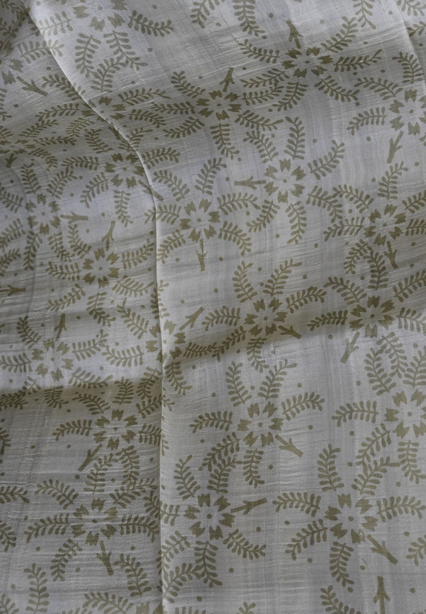 Pure Tussar Saree-Light Metalic Green in Paisley Pattern