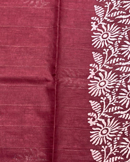 Bhagalpur Cotton Saree - Dark Pink