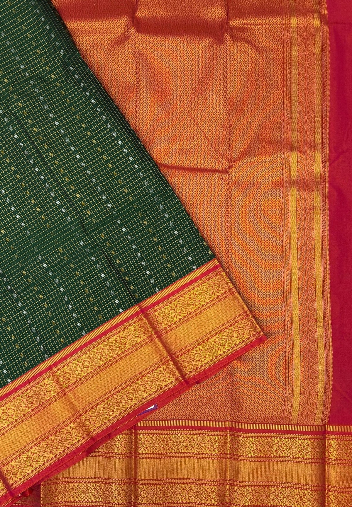 Budget Kanchipuram Saree-Grass Green