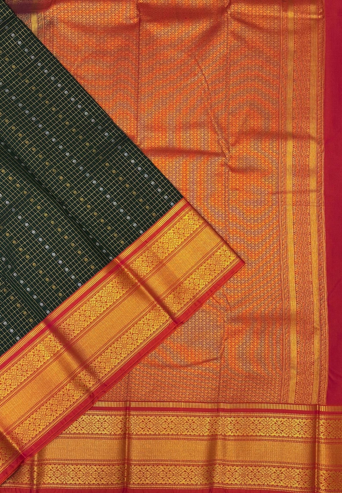 Budget Kanchipuram Saree-Bottle Green