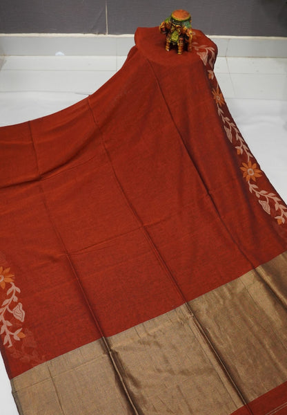 Handloom Cotton Saree-Honey Jamdhani Border