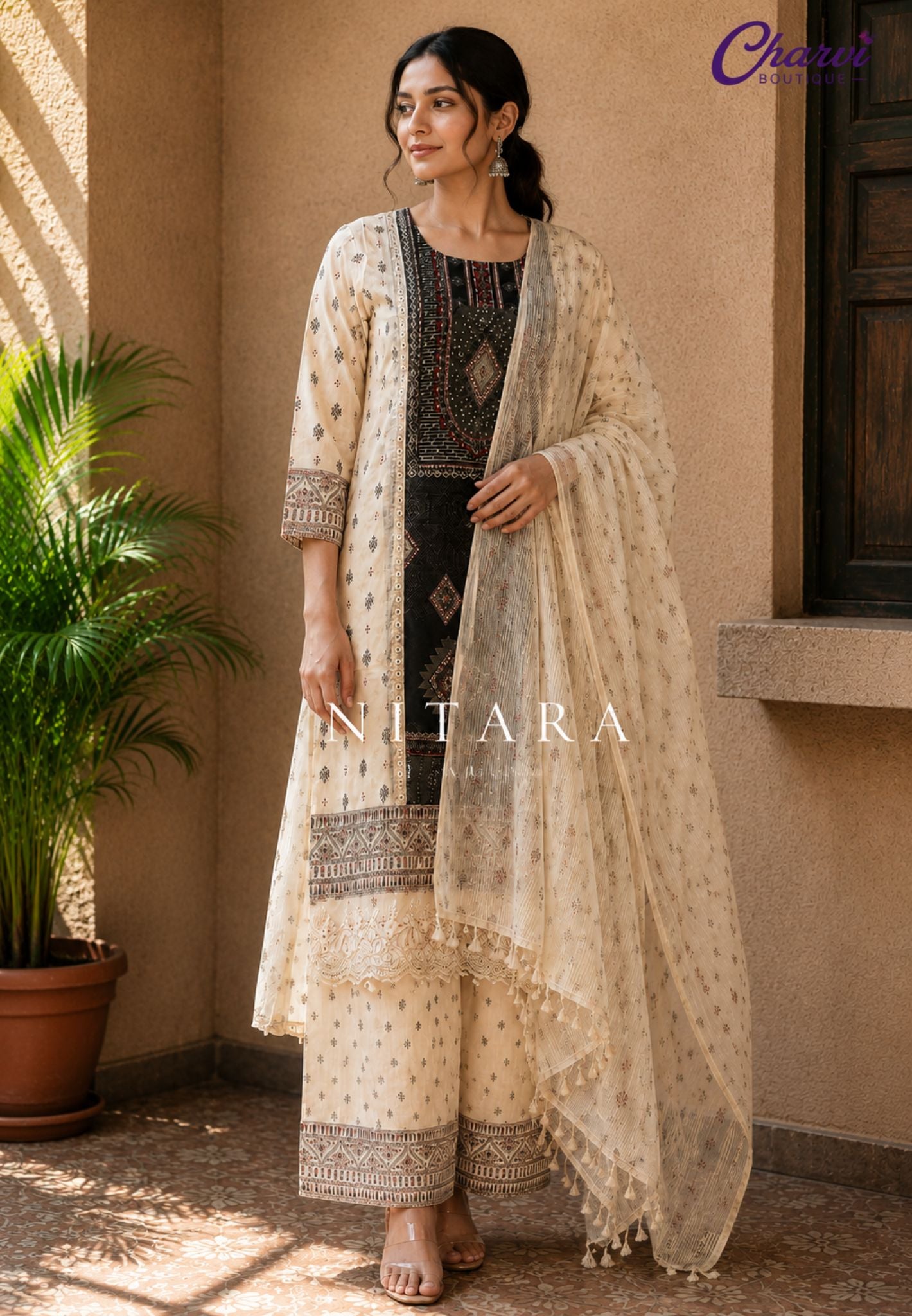 3 Pcs Classic Ethnic Printed Kurti Set
