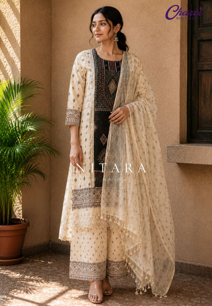 3 Pcs Classic Ethnic Printed Kurti Set