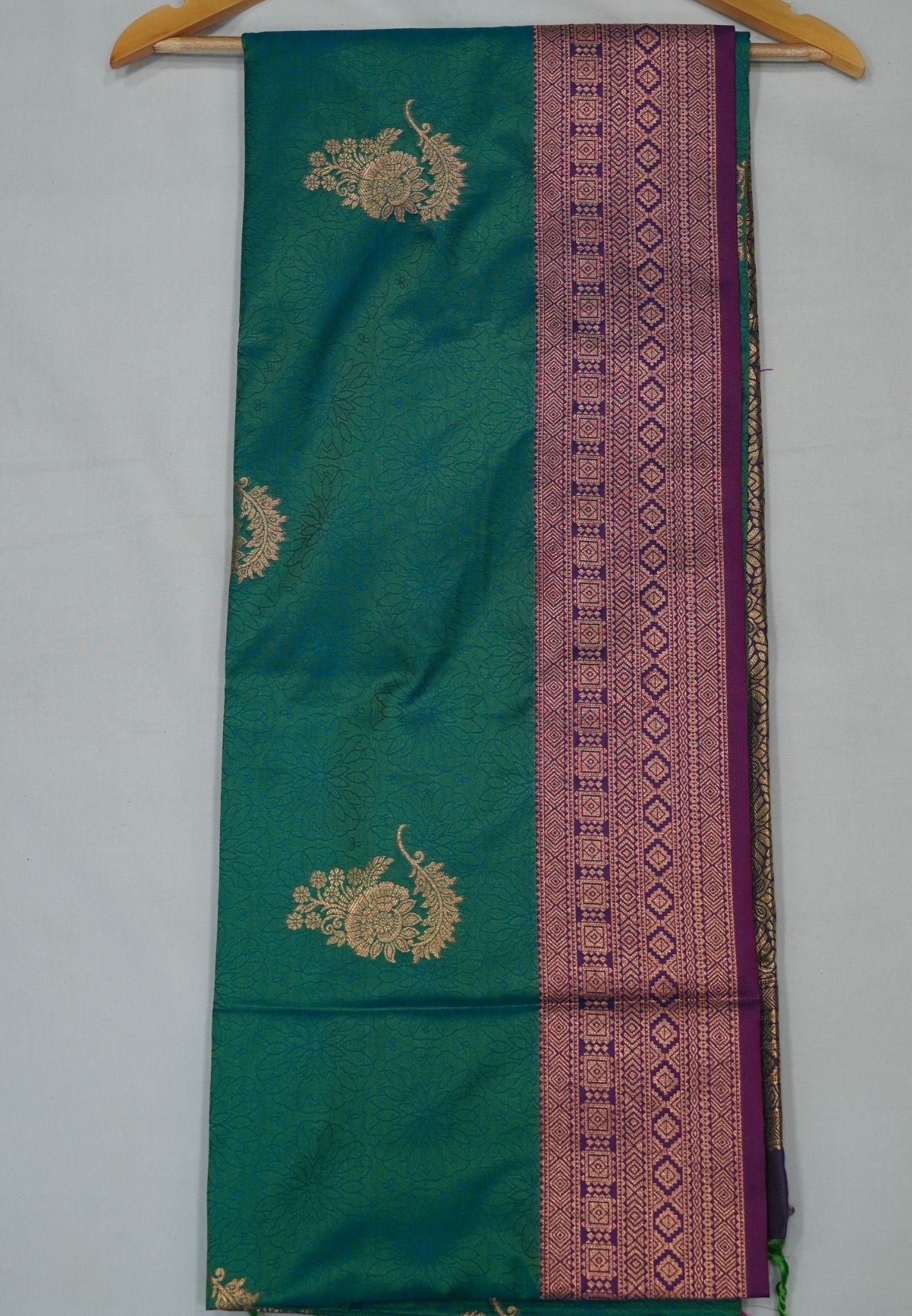 Semi Silk Saree-Teal Green
