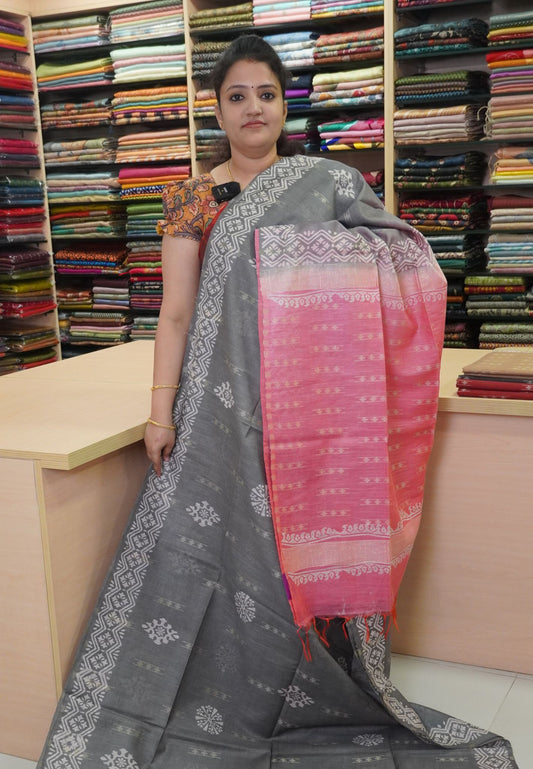 Bhagalpur Cotton Saree- Sequence Work Grey