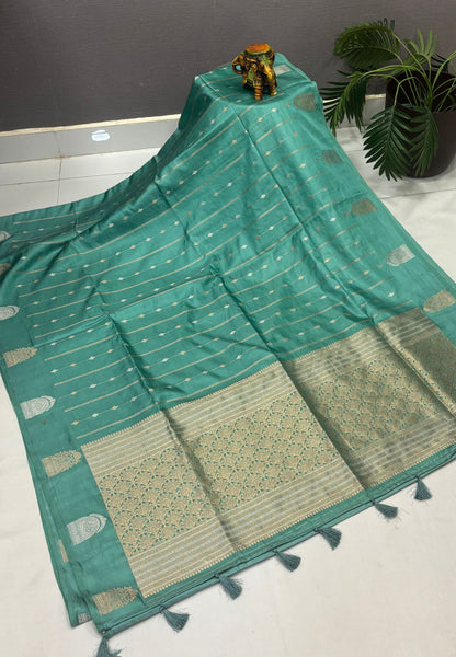 Gaji Silk Saree-Sea Green with Jumka Zari Butta