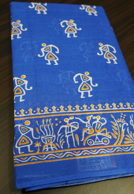Cotton Saree - Blue