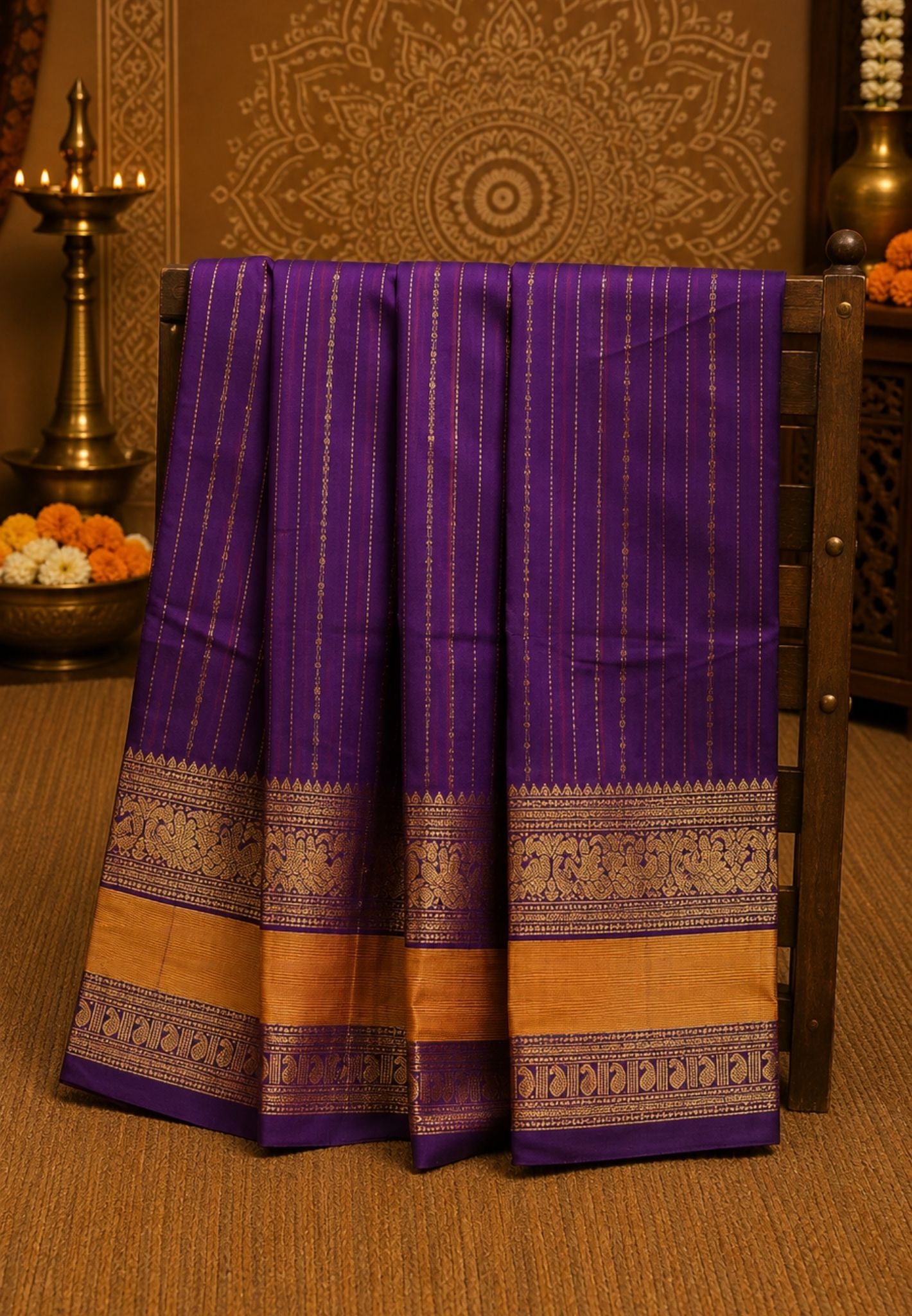 Chettinad Cotton Saree–Purple Retpet Vairaoosi