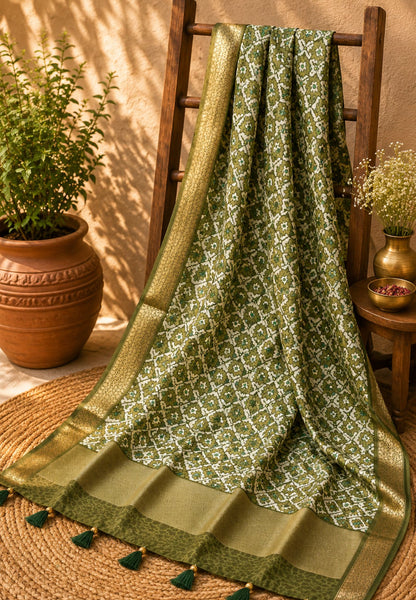 Tussar Saree- Sage Green