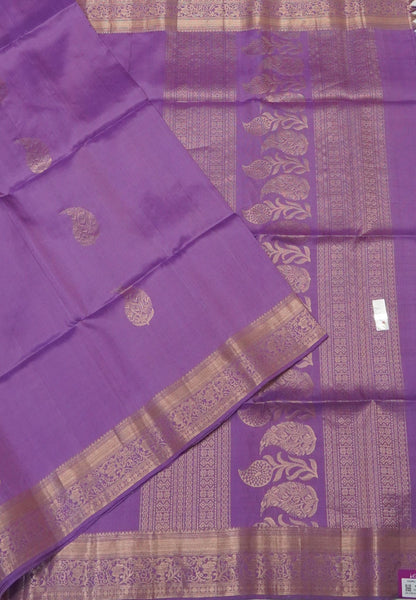Pure Kanchipuram Silk Saree-Lavender with Paisley Motifs