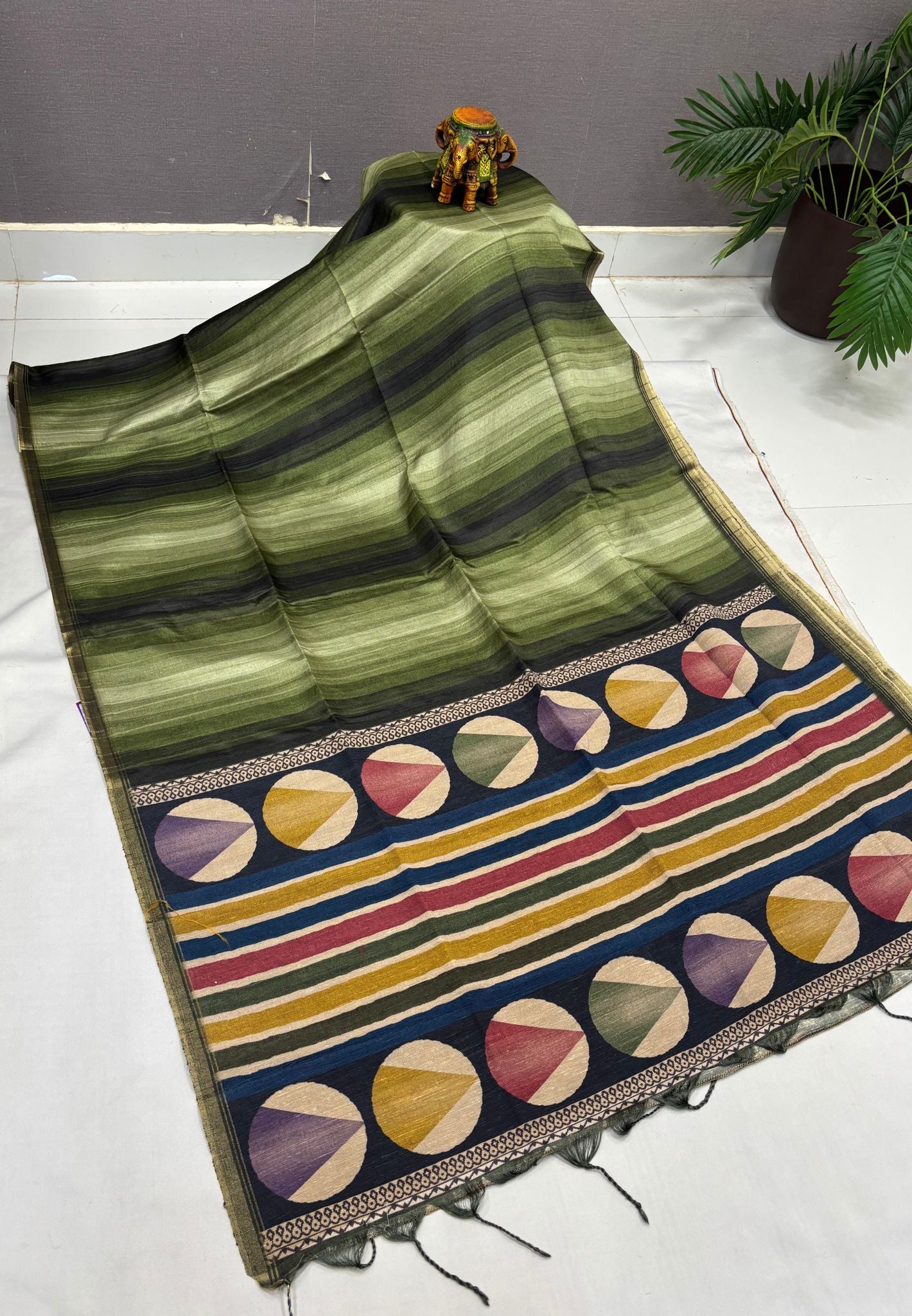 Matka Tussar saree -Green