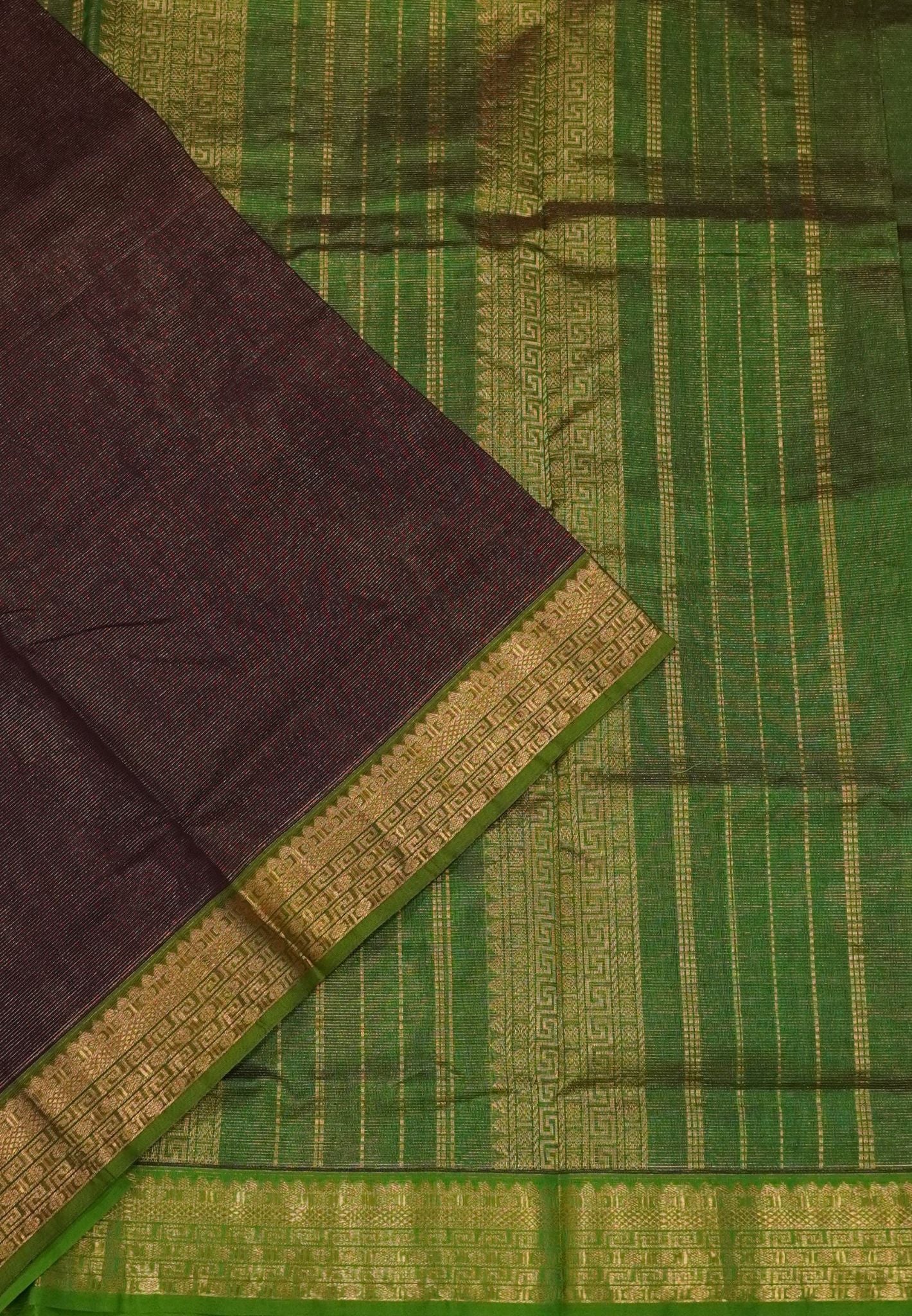 Pure Silk Cotton Saree-Brown with Contrast Border in Vairaoosi