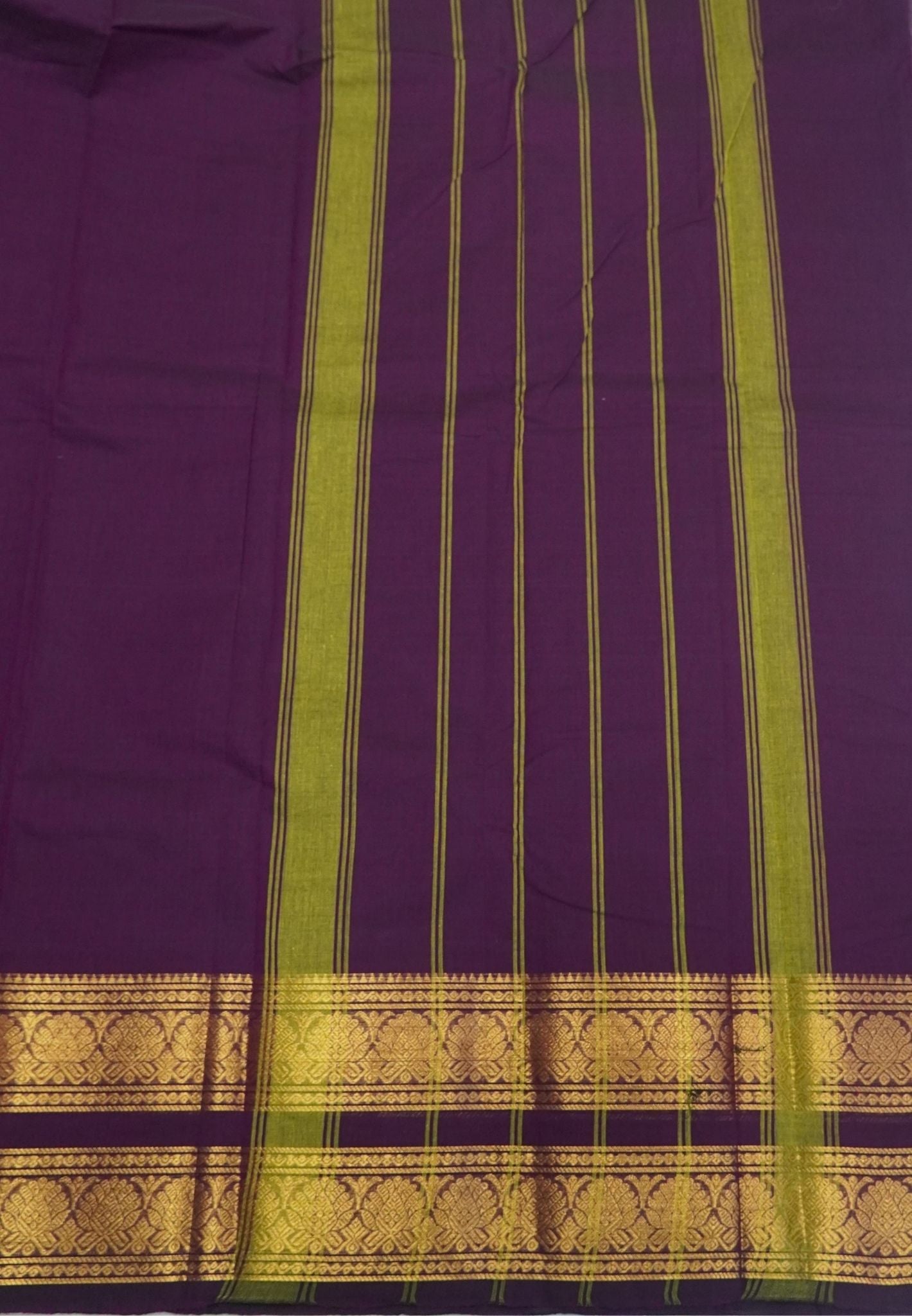 Chettinadu Cotton Saree-Wine with Floral Zari Border