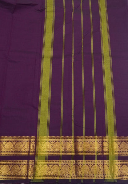 Chettinadu Cotton Saree-Wine with Floral Zari Border