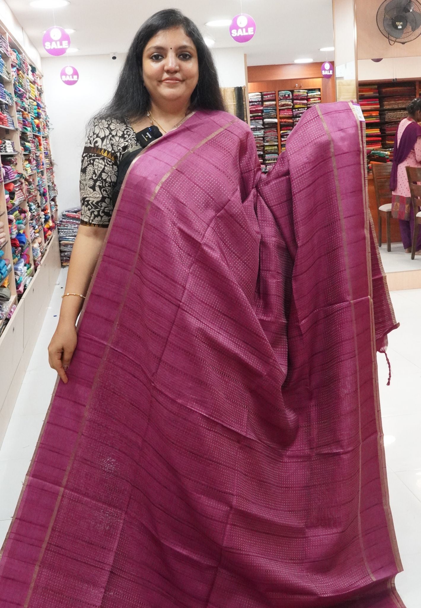 Matka Tussar Saree - Mini Zari Light Purple