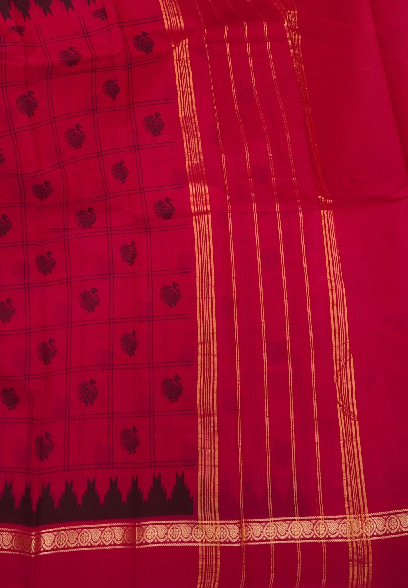 Kanchi Cotton Saree-Rani Pink