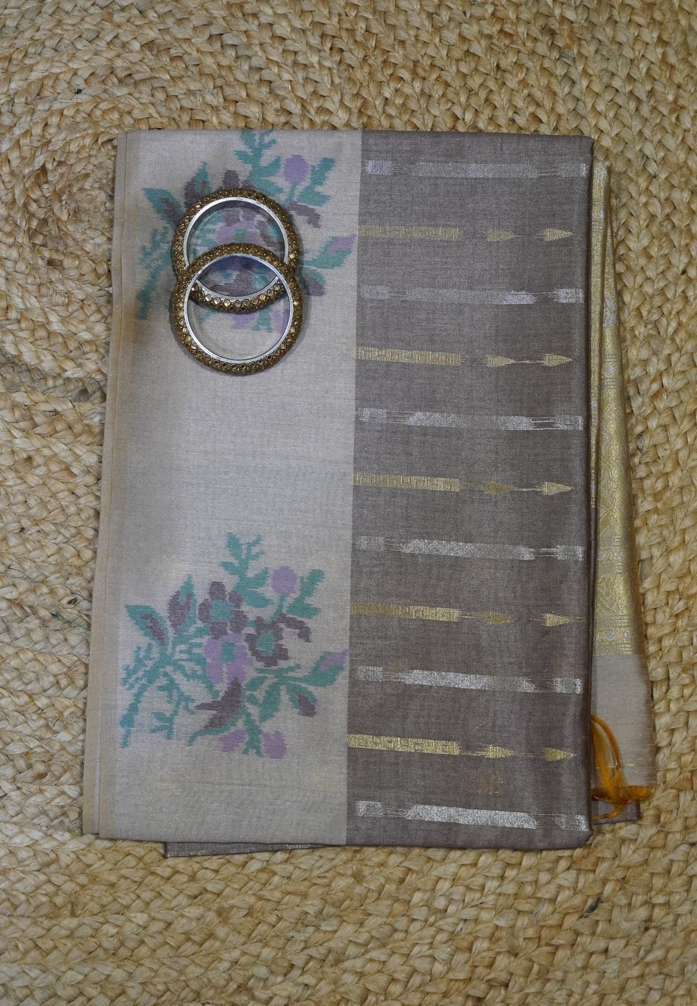 Semi Tussar Saree - Beige