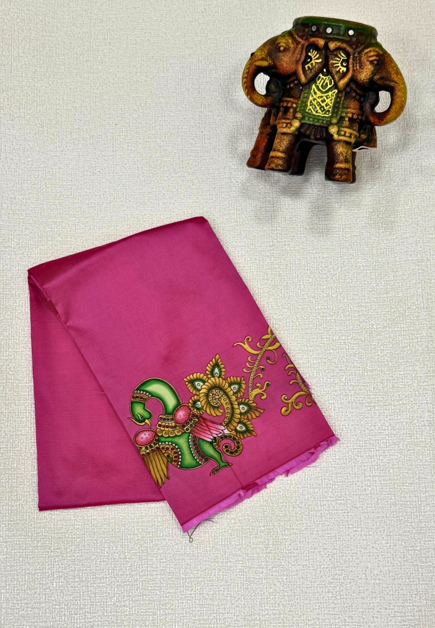 Mangalgiri Silk Blouse-Baby pink in Tanjore Print