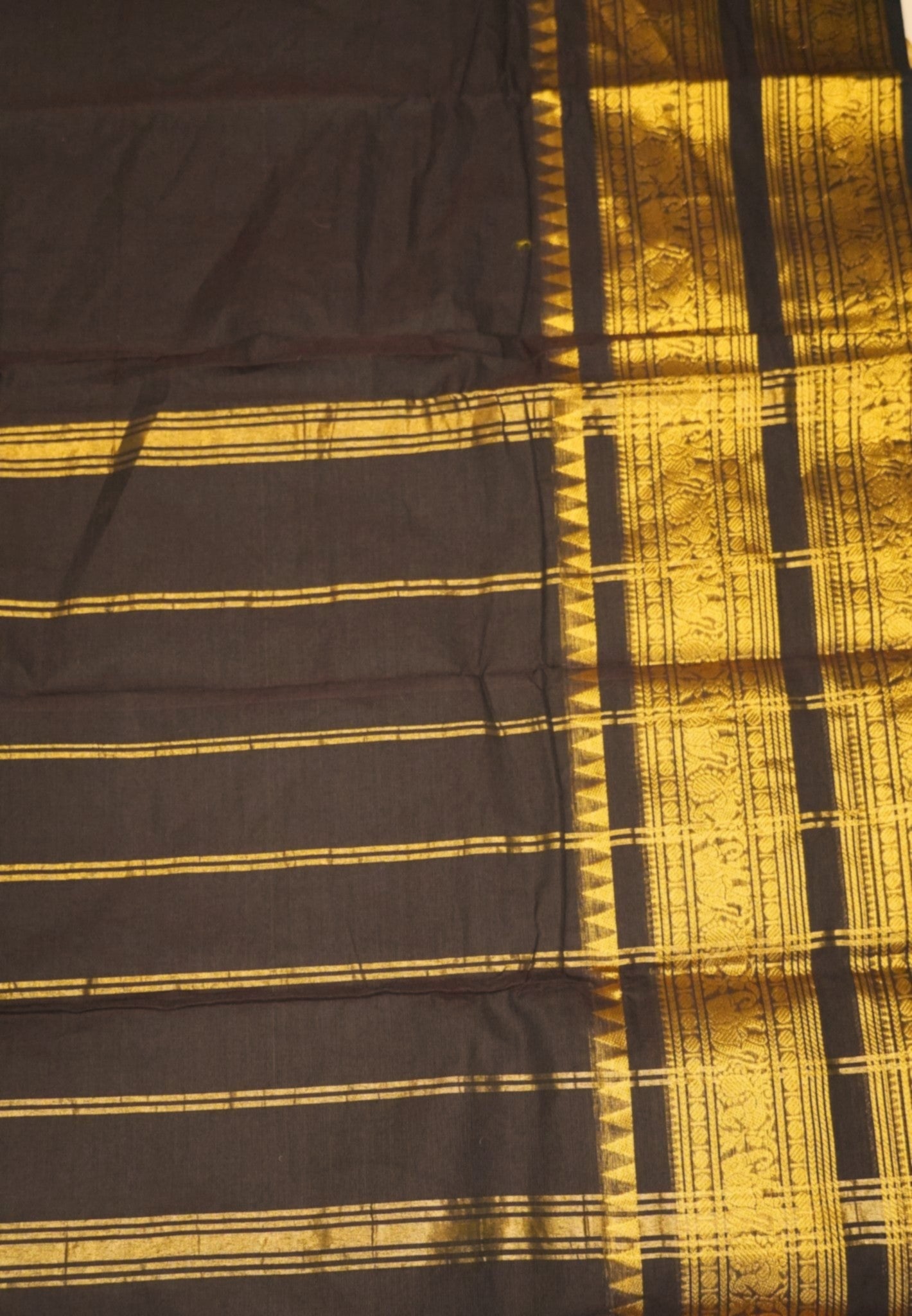 Chettinad Cotton Saree-Coffee Brown with Double Border