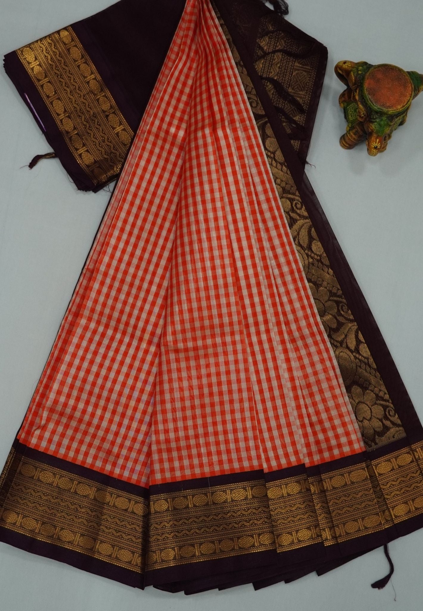 Pure Silk Cotton Saree- Palum Pazhamum Small Checks