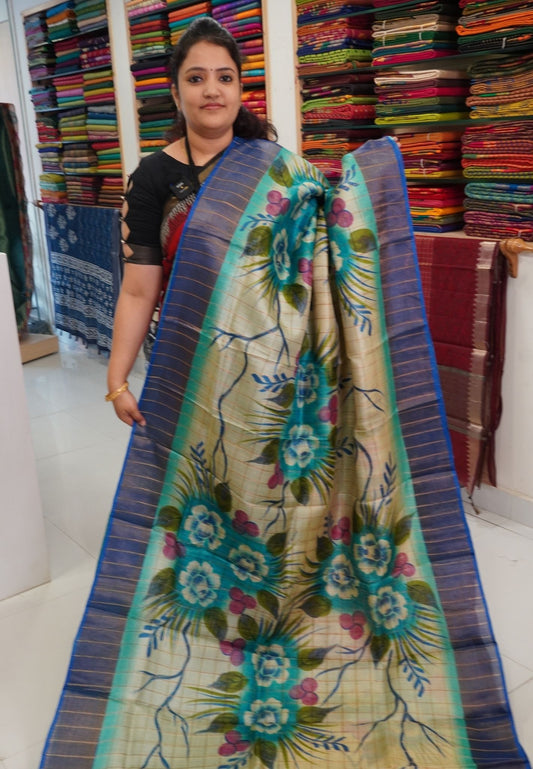 Pure Tussar Saree - Blue