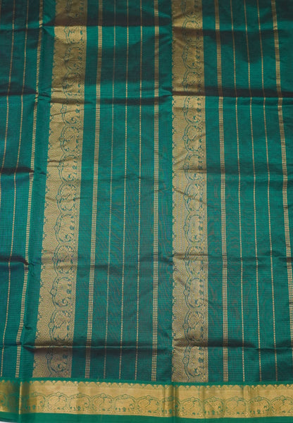 Pure Silk Cotton Saree-Purple Stripes with Zari Woven Border