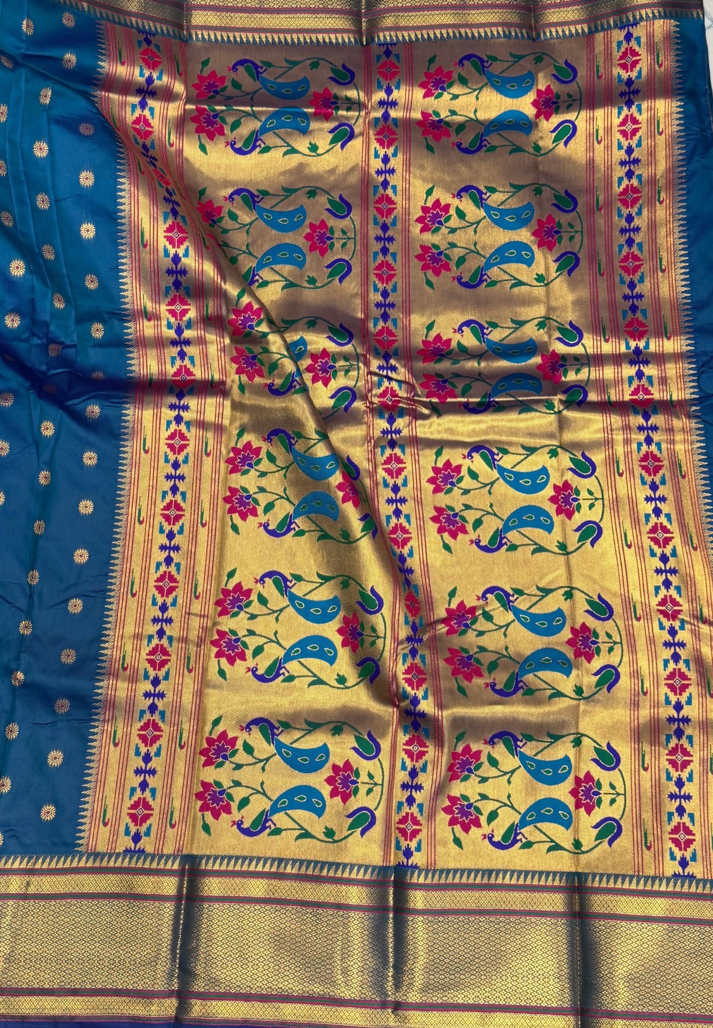 Semi Silk Saree-Rani Pink in Traditional Peacock Floral Brocade Border
