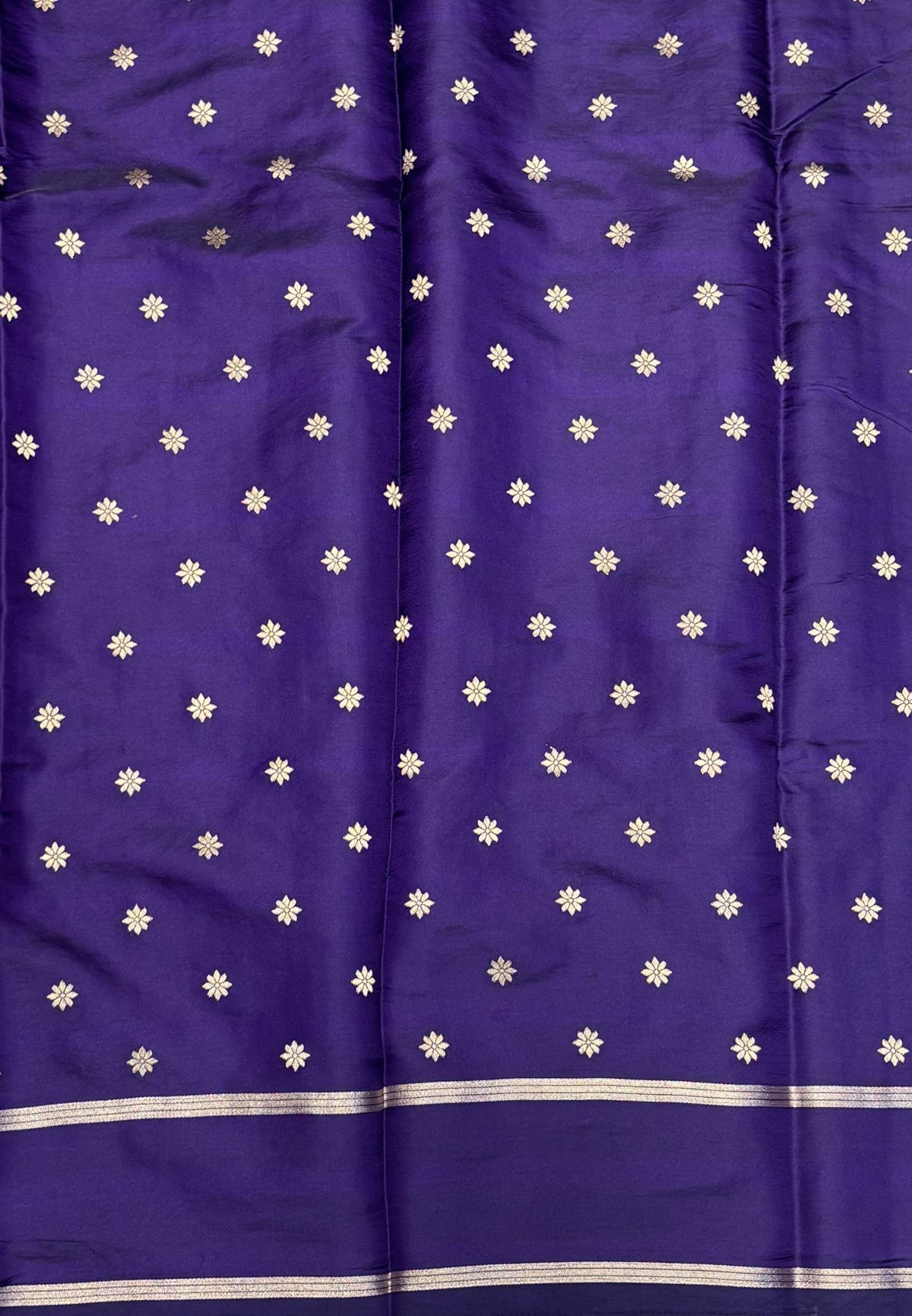 Gaji Silk Saree-Lavender in Intricate Geometric Floral Zari with Contrast Border