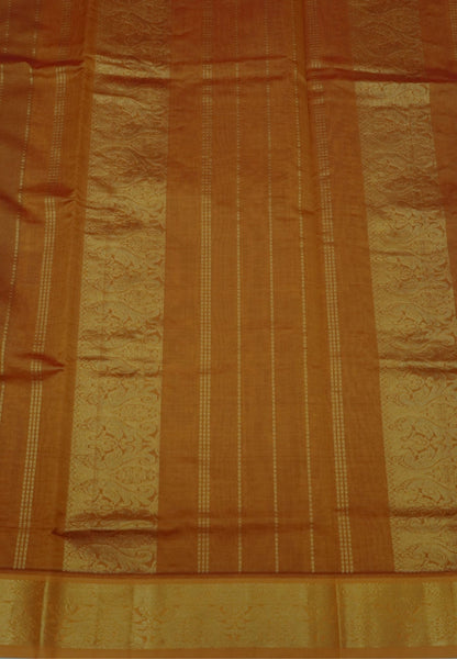 Pure Silk Cotton Saree-Purple-Turmeric Yellow Zari Emboss With Contrast Border